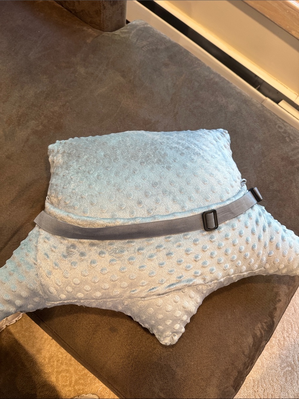 Adjustable Light Blue Travel Neck Pillow Strap